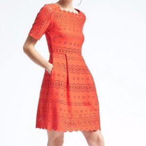 Banana Republic Orange Dress with Laser Cut Detail